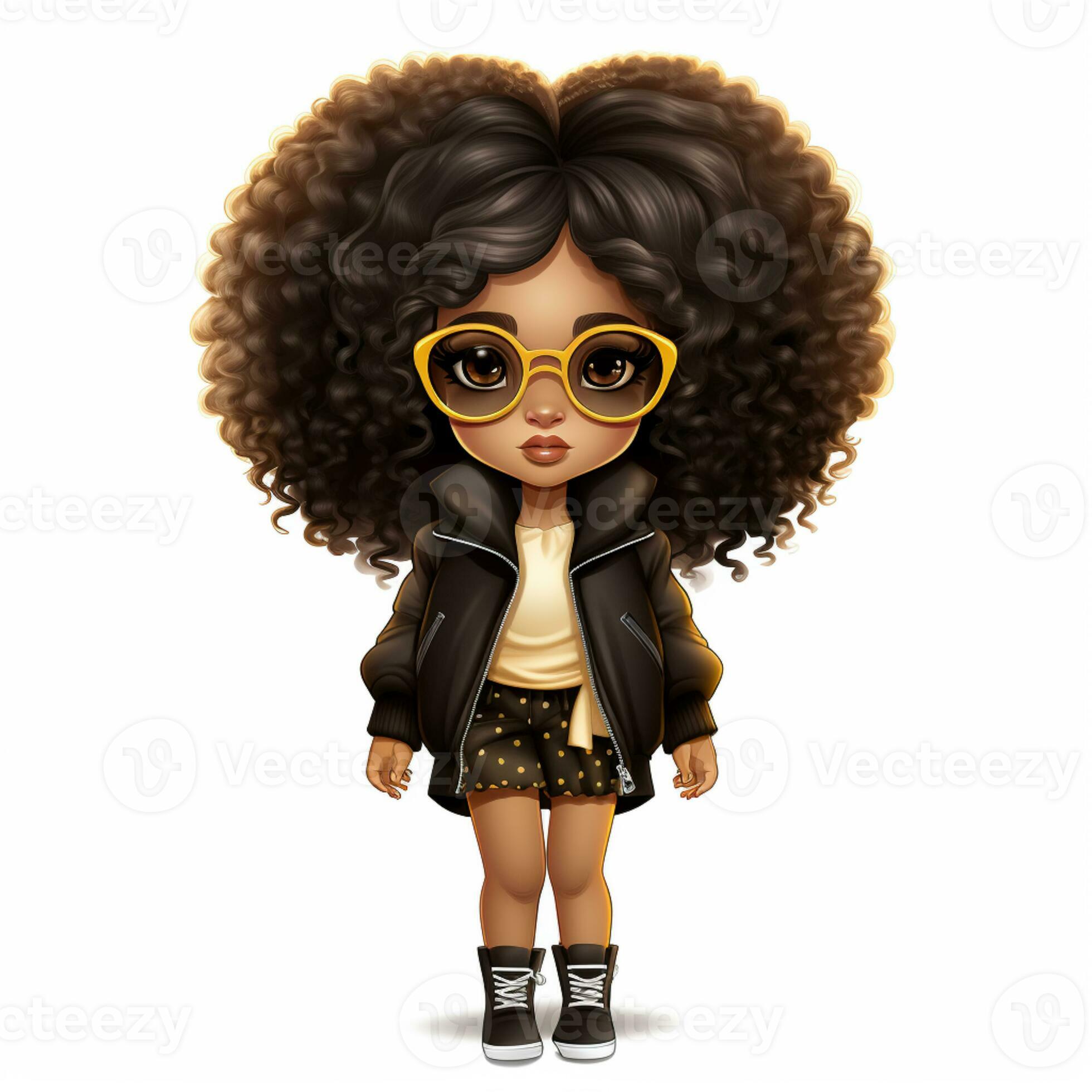 Uma garota de desenho animado com óculos e um casaco na ai generativa