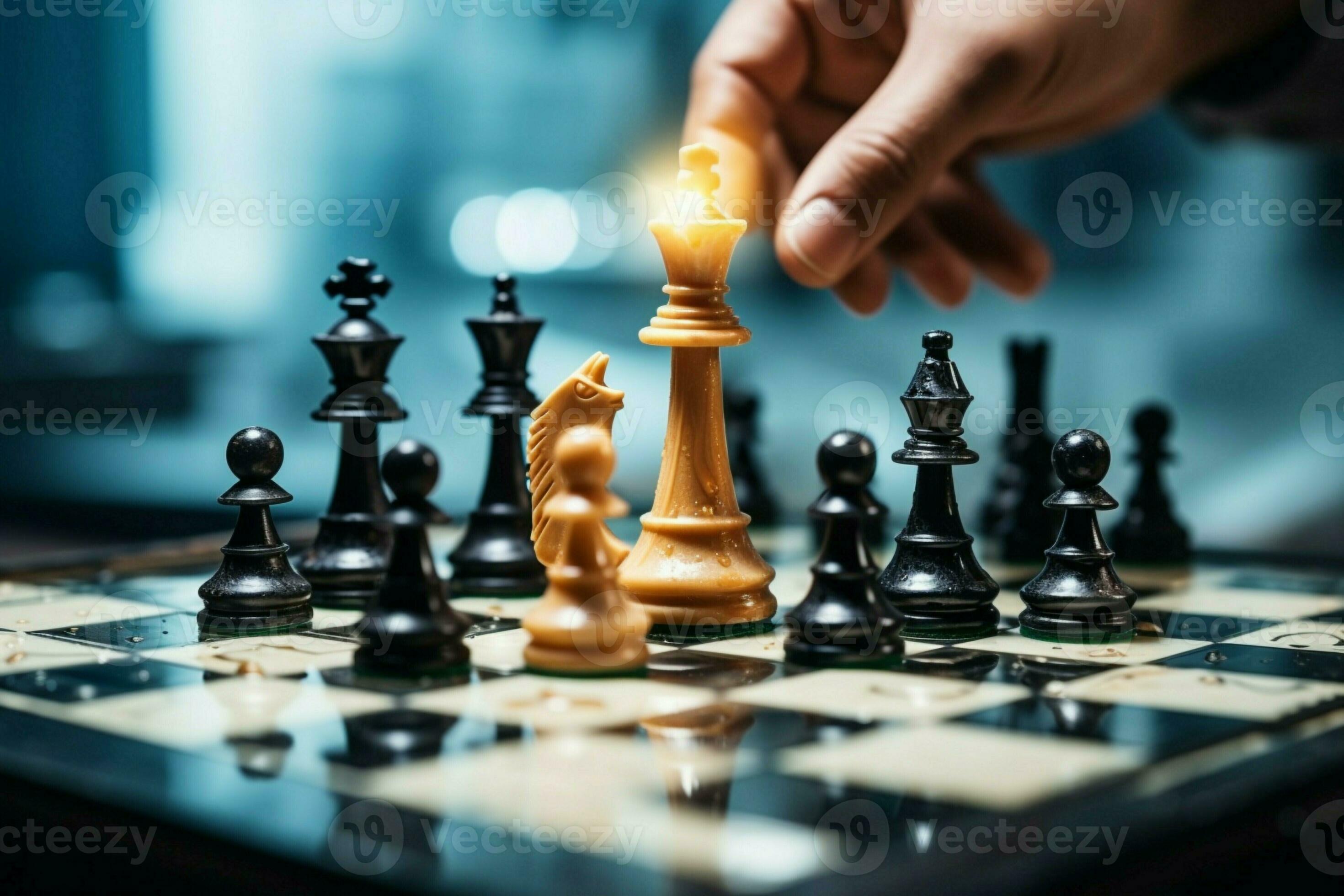 a tabuleiro de xadrez revela uma triunfante o negócio estratégia xeque-mate  rei, jogos concluiu ai gerado 29296587 Foto de stock no Vecteezy