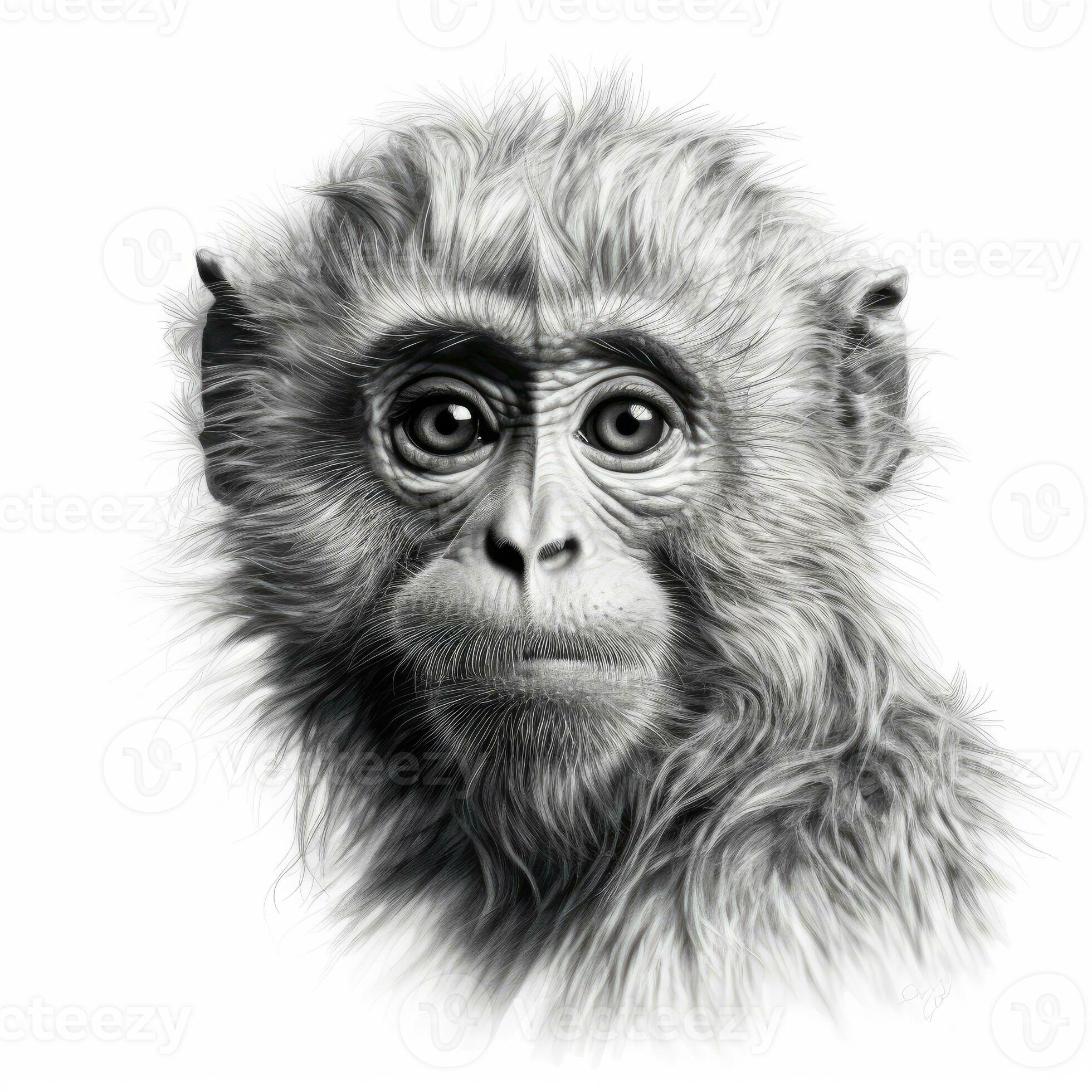 impressionista realista blackwork estilo desenho animado macaco em branco  fundo 29971240 Foto de stock no Vecteezy