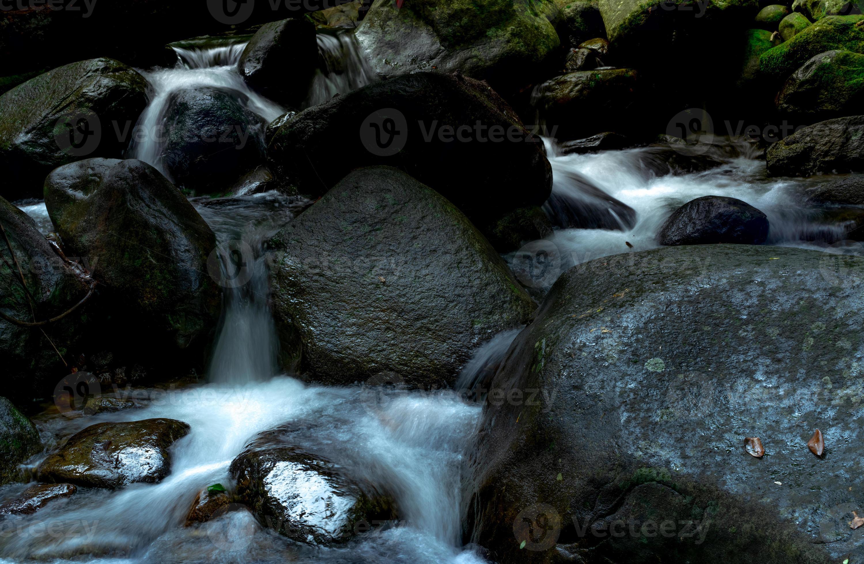 Uma cachoeira na floresta com um fundo verde