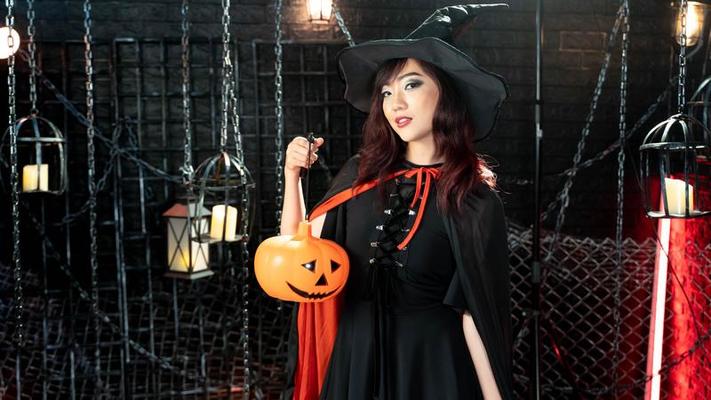 Lindo lindo retrato de bruxa de halloween