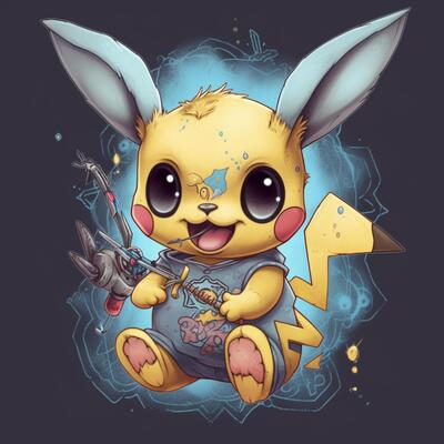 Pokémon Pikachu com fones de ouvido e uma Rosa chapéu. generativo ai.  28430993 Foto de stock no Vecteezy