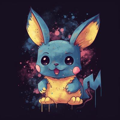 Pokémon Pikachu sentado em a terra com uma pequeno brinquedo. generativo  ai. 28404932 Foto de stock no Vecteezy