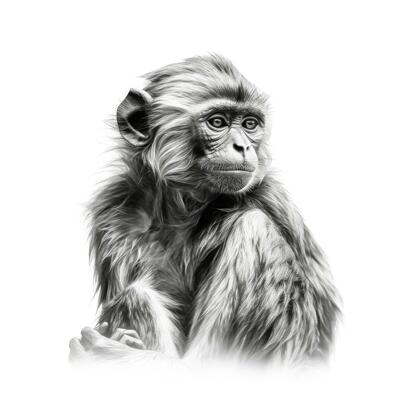 impressionista realista blackwork estilo desenho animado macaco em branco  fundo 29971240 Foto de stock no Vecteezy