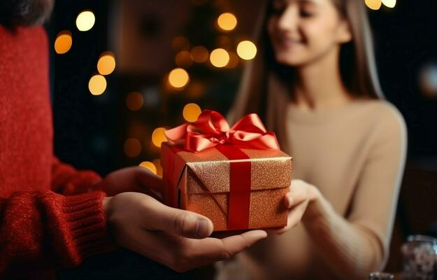 Foto de homem surpreso com amor caixa de presente do dia dos namorados homem  com amor presente dos namorados isolado no branco homem com amor dia dos namorados  presente em estúdio homem