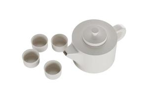 bules de chá cerâmicos isolados no fundo branco. renderização em 3D foto