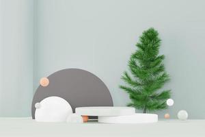 3D render fundo mínimo verde pastel com suporte de pódio. plataforma de palco verde para apresentação e publicidade de produtos cosméticos. cena de estúdio com pedestal de vitrine em design limpo. foto