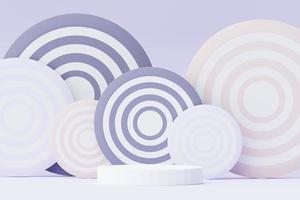 3D render fundo mínimo roxo pastel com suporte de pódio. plataforma de palco roxo para apresentação e publicidade de produtos cosméticos. cena de estúdio com pedestal de vitrine em design limpo. foto