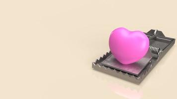 coração rosa na armadilha para renderização em 3d conceito abstrato foto