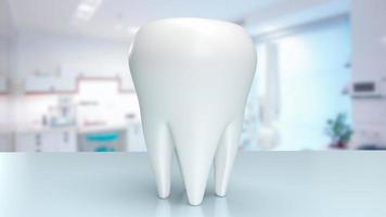 o dente branco na clínica do dentista para a saúde ou o conceito médico renderização em 3d foto