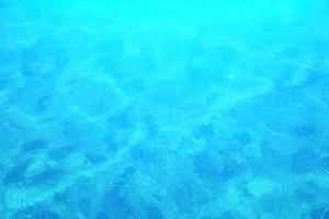 desfocar a água azul turva brilhando no mar. fundo de detalhe de água ondulada. a superfície da água no mar, fundo do oceano. onda de água sob o fundo de textura do mar. foto