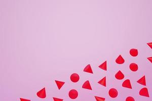 pano de fundo rosa e círculo de formas geométricas, forma de cone, cor pastel, renderização 3d, ilustração 3d foto