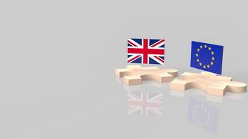 a bandeira inglesa e a bandeira do euro no quebra-cabeça de madeira para renderização em 3d de conteúdo de negócios. foto
