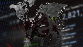 o touro preto para renderização em 3d de conceito de negócios foto