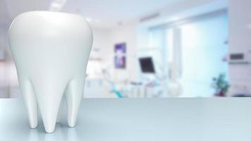 o dente branco na clínica do dentista para a saúde ou o conceito médico renderização em 3d foto