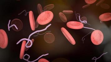 o vírus ebola e sangue para sci e conteúdo médico renderização em 3d foto