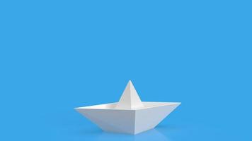 o barco branco sobre fundo azul para renderização em 3d de conceito de negócios foto