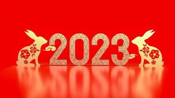 o ano novo chinês 2023 ano do coelho renderização em 3d foto