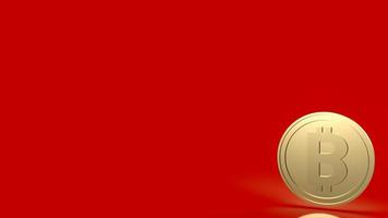 moeda bitcoin em fundo vermelho para renderização em 3d de criptomoeda ou conceito de negócios foto