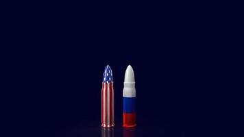 os estados unidos e a rússia bala para renderização 3d de conceito de negócios ou notícias foto