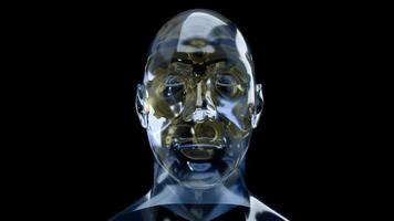 o cristal da cabeça humana e a engrenagem de ouro dentro para renderização em 3d de conteúdo de ideia de símbolo foto