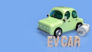 o carro e plugue elétrico para renderização 3d do sistema eco ou automóveis foto