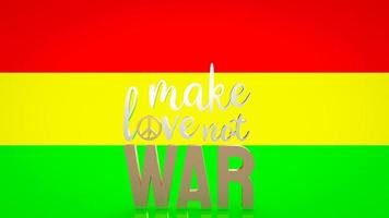 a palavra fazer amor não guerra para renderização em 3d do conceito de fundo foto