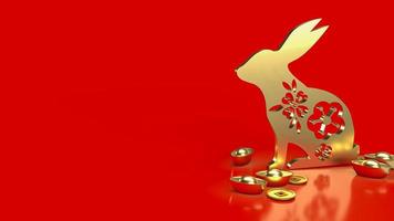 o coelho de ouro e dinheiro chines para renderização em 3d do conceito de promoção foto