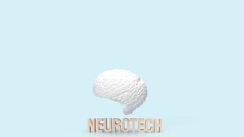 o cérebro branco e texto de madeira neueotech para sci ou conceito médico renderização em 3d foto