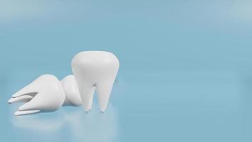os dentes brancos sobre fundo azul para renderização 3d de conteúdo médico e de saúde foto