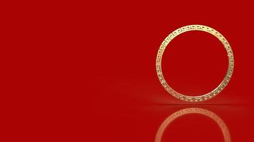 a borda de ouro chinesa na renderização 3d de fundo vermelho. foto