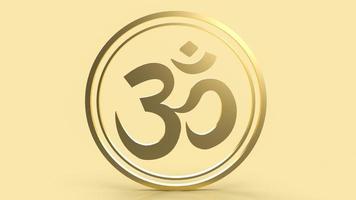 o ohm hindu ou ouro om para renderização em 3d do conceito de religião