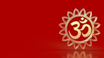 o ohm hindu ou ouro om para renderização em 3d do conceito de religião