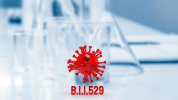 o vírus vermelho b.1.1529 novo coronavírus para renderização 3d de conceito médico ou sci foto