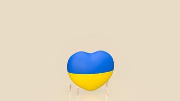 o coração 3d rezar e figura de madeira para a paz da ucrânia e salvar a ucrânia da rússia foto