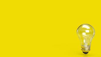 a lâmpada em fundo amarelo para educação ou conceito criativo renderização em 3d foto
