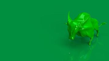 o touro verde sobre fundo verde para renderização em 3d de conceito de negócios foto
