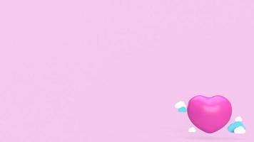 o coração e a nuvem no fundo rosa para renderização em 3d de conteúdo dos namorados foto