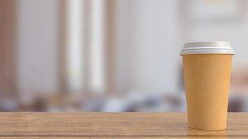xícara de café na mesa no café para o conceito de comida e bebida renderização em 3d foto