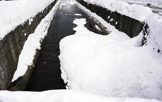 inverno de neve e canal em otaru foto