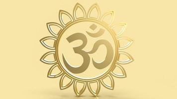 o ohm hindu ou ouro om para renderização em 3d do conceito de religião foto