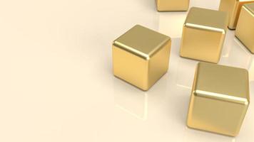 o cubo de ouro em branco para renderização em 3d conceito abstrato. foto