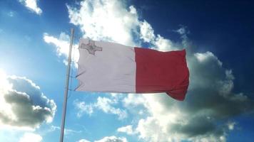 bandeira de malta balançando ao vento contra o lindo céu azul. ilustração 3D foto