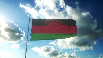 bandeira do malawi balançando ao vento contra o lindo céu azul. ilustração 3D foto