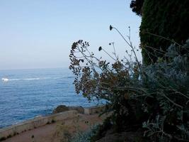 pequenas enseadas na costa brava perto da estrada costeira foto