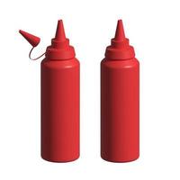 garrafa de aperto de ketchup 3d detalhada realista com respingos no fundo branco foto