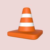 design de ilustração de cone de trânsito 3D foto