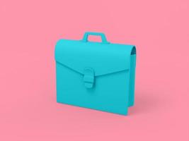 maleta de cor única azul sobre fundo rosa monocromático. objeto de design minimalista. Elemento de interface ux do ícone de renderização 3D. foto