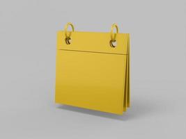 calendário de mesa mono cor dourada sobre fundo sólido cinza. objeto de design minimalista. Elemento de interface ux do ícone de renderização 3D. foto