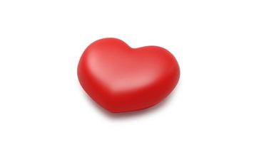 grande coração vermelho, isolado no fundo branco. renderização 3D foto
